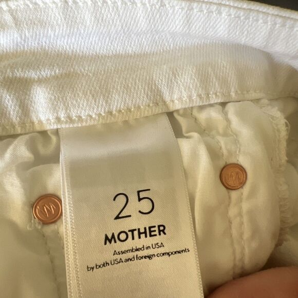 Mother Jeans The Looker Stayin Rowdy Size 25x29 Women White Stretch Distressed - Picture 12 of 14